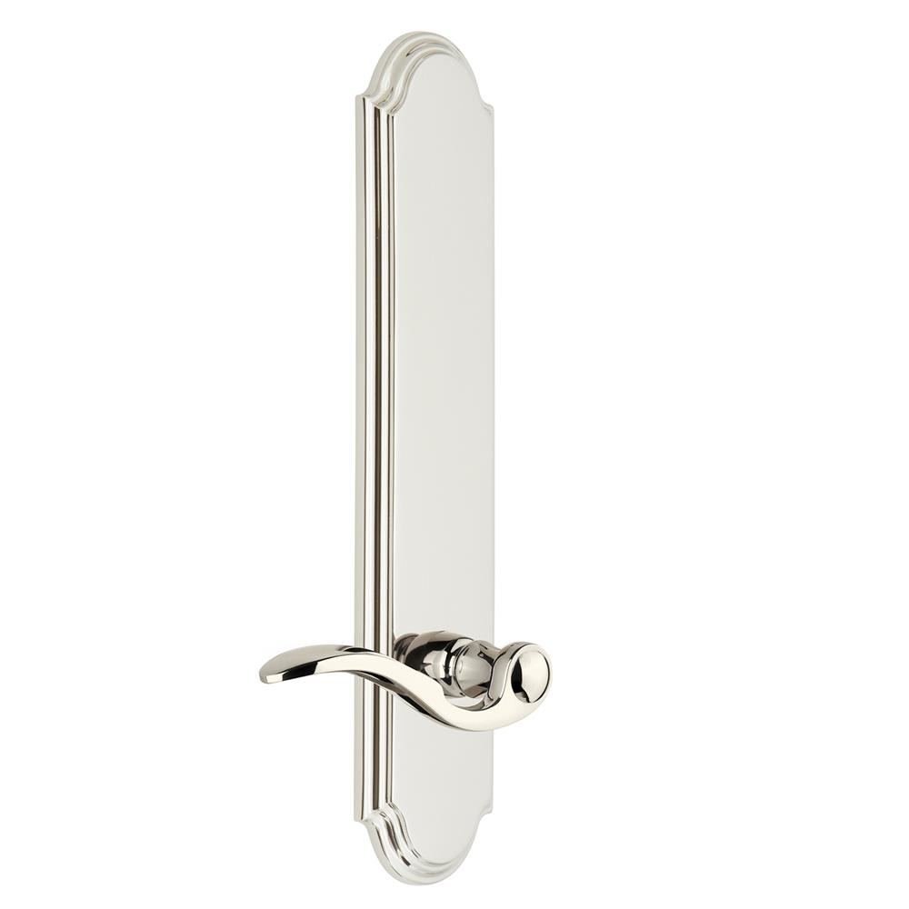 Grandeur by Nostalgic Warehouse ARCBEL Arc Tall Plate Passage with Bellagio Lever in Polished Nickel